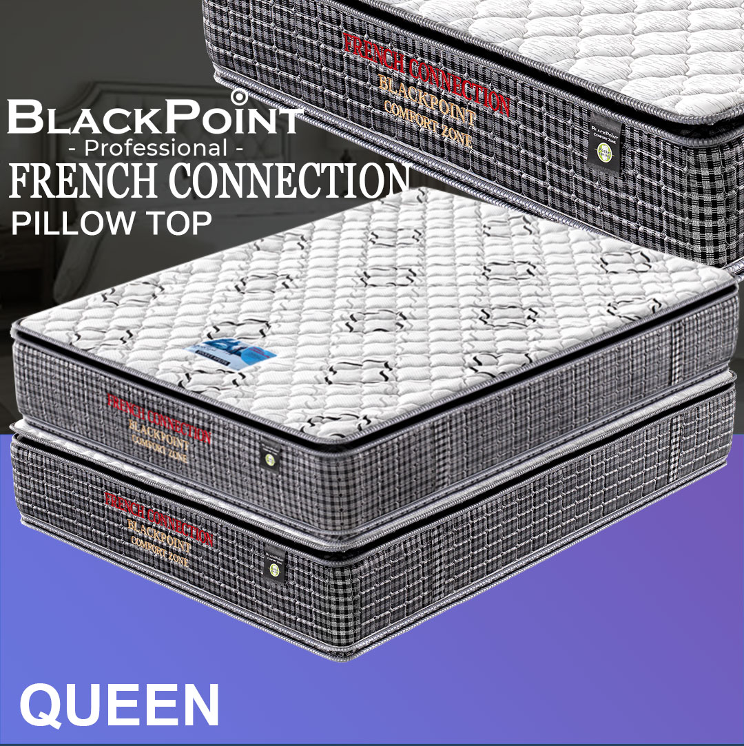 SIPS--BLACKPOINT- QUEEN - FRENCH CONNECTION - NEW 2026 MORE PADDING & MORE SPRINGS AND MONEY POCKET KNITTED PILLOW TOP + EXTRA PADDED + CORNER REENFORCED