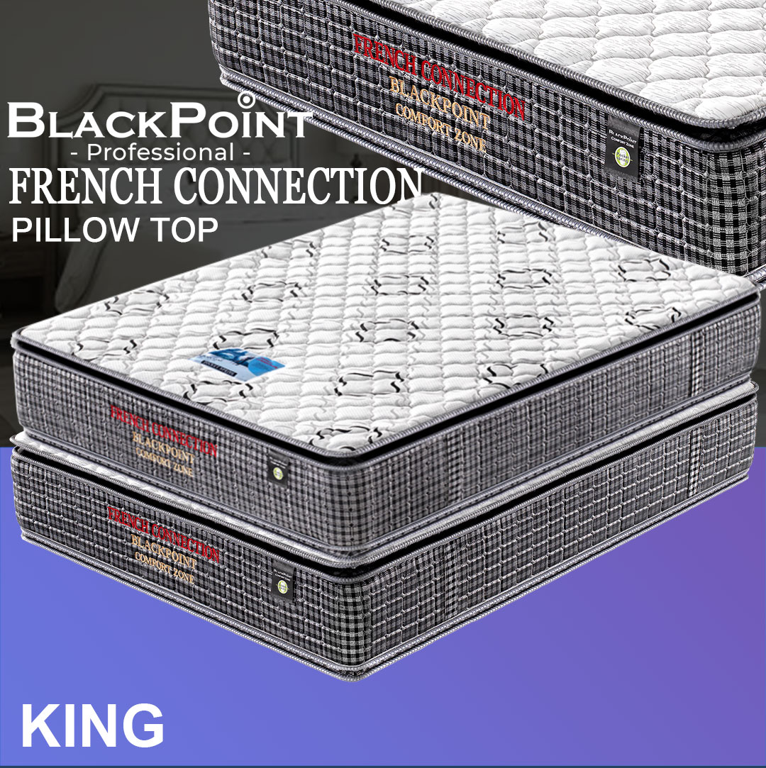 SIPS--BLACKPOINT- KING - FRENCH CONNECTION - NEW 2026 MORE PADDING & MORE SPRINGS AND MONEY POCKET KNITTED PILLOW TOP + EXTRA PADDED + CORNER REENFORCED