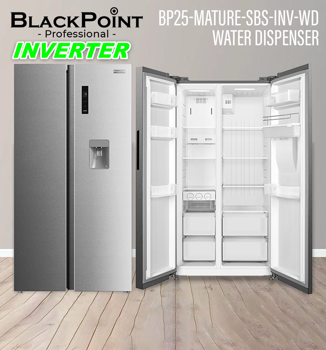 BLACKPOINT FRIDGE -- MATURE ( Big Size ) SIDE BY SIDE STEEL -- INVERTER -- WATA DISP -- Same like KENMORE FRIDGE WOW audi