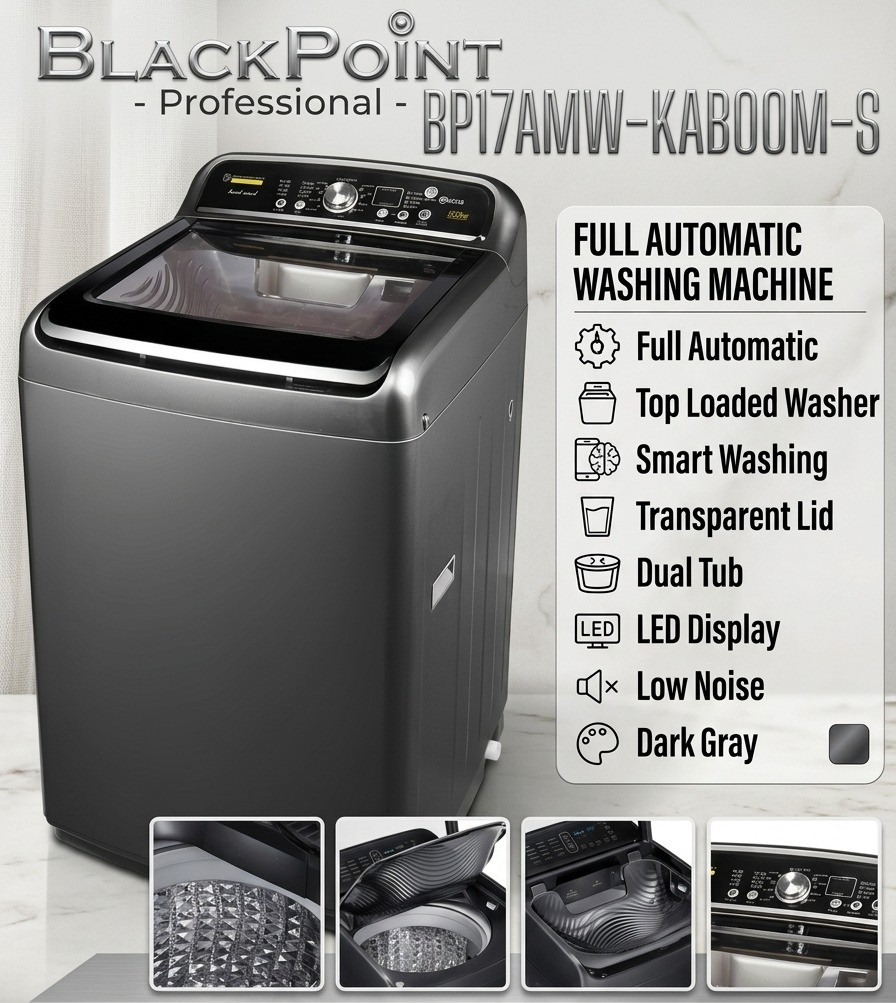 BLACKPOINT WASHER AUTOMATIC -- KABOOM DUAL TUB -- 17 KG--STEEL