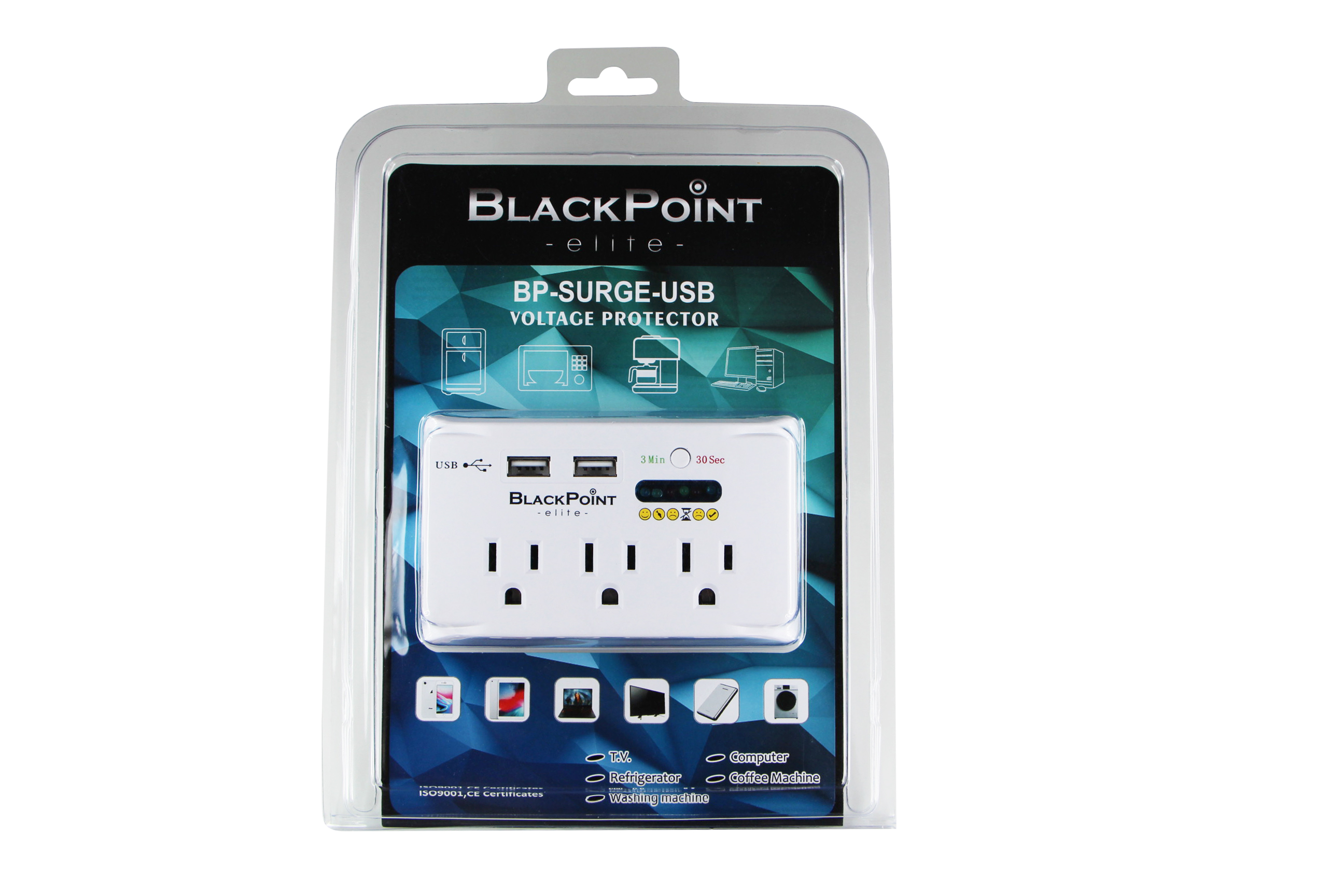 BLACKPOINT SURGE PROTECTOR (20) WITH 2 USB CHARGER BONUS