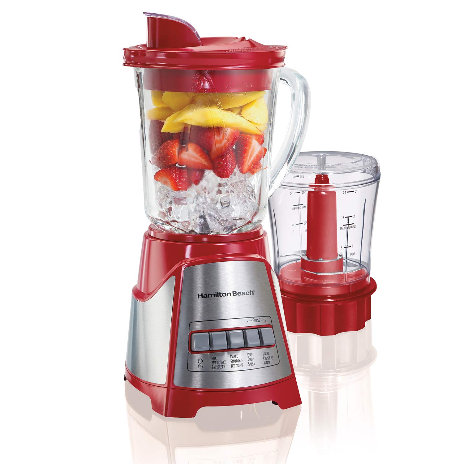 HAMILTON BEACH 12 FUNCTION BLENDER 40 OZ  WITH  FOOD CHOPPER -12 OPTIONS (2) -- RED