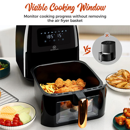 KITCHEN ELITE AIRFRYER -- HEALTHY CHOICE -- 8 QTS -- ELEGANT -- TURBO AIR FLOW -- NON STICK DISHWASHER SAFE -- THE BEST --  XL SIZE