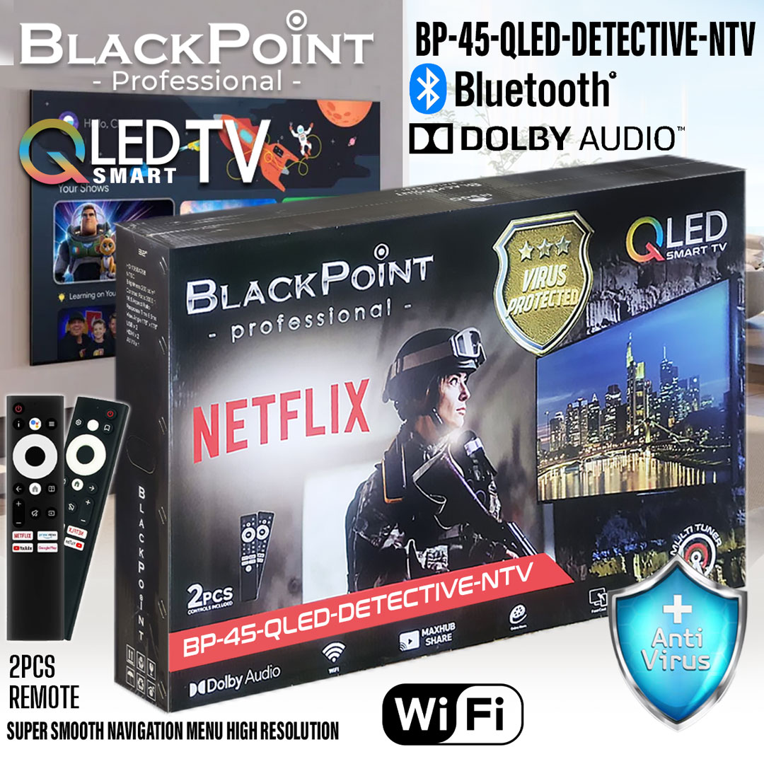 SECURED QLED -- PAID SOFTWARE -- TALKING NETFLIX TV -- PROTECTED APPS -- ANTIVIRUS -- Youtube and many more