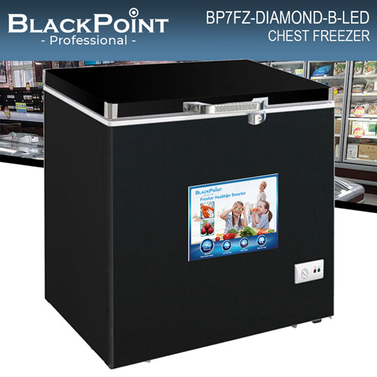 BLACKPOINT FREEZER inside white -- LED -- DIAMOND CUT -- broad freezer 8 SIZE BODY - BLACK