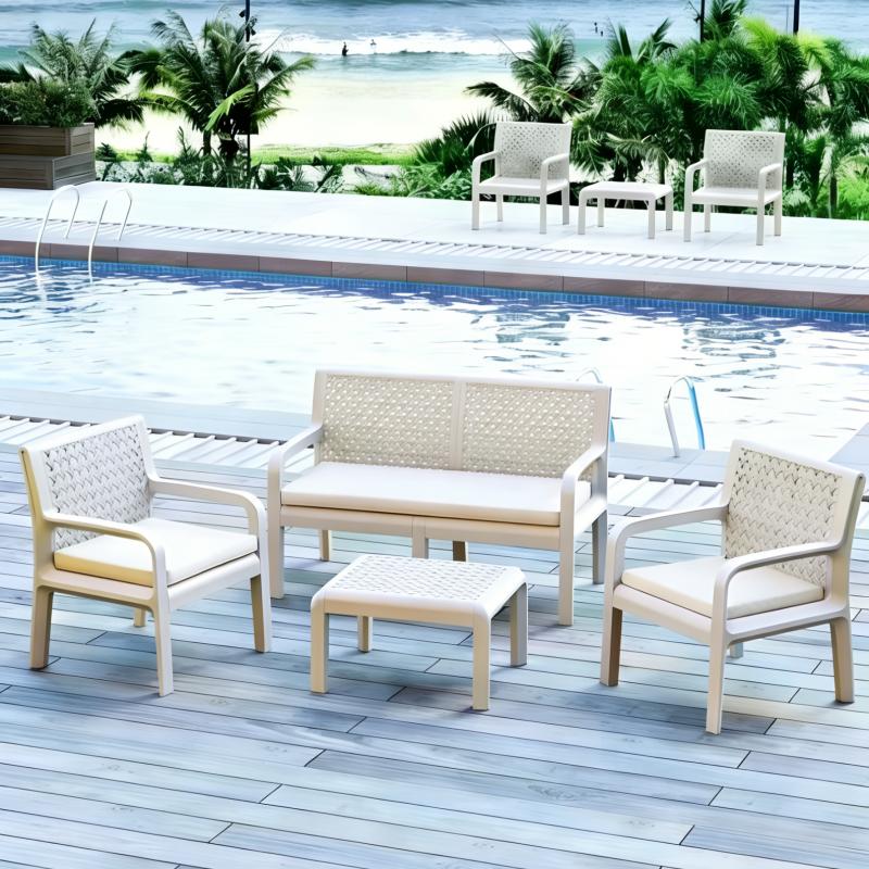 IMPERIAL SERENITY -- CAMEL CLR -- 2 SINGLE CHAIRS & 1 LOVE CHAIR & TABLE = 4 PC