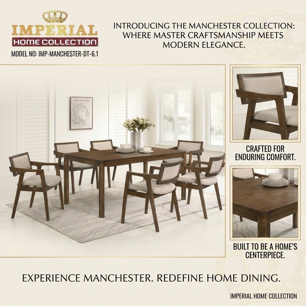 IMPERIAL MANCHESTER -- RECTANGLE DINING TABLE WITH 6 CHAIRS -- CUTE
