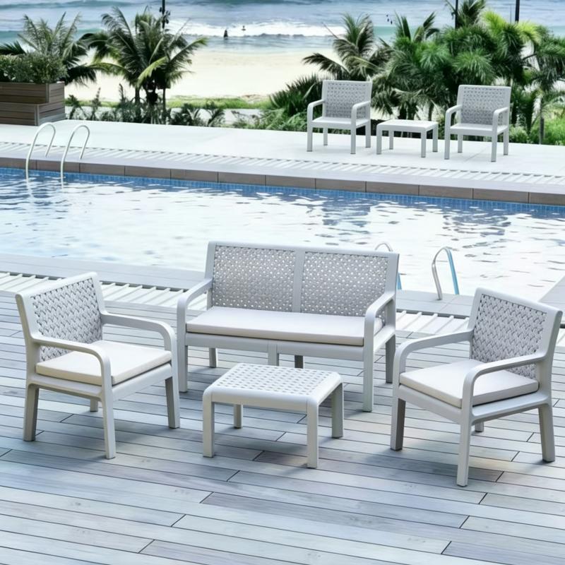 IMPERIAL SERENITY -- GREY CLR 2 SINGLE CHAIRS & 1 LOVE CHAIR & TABLE = 4 PC