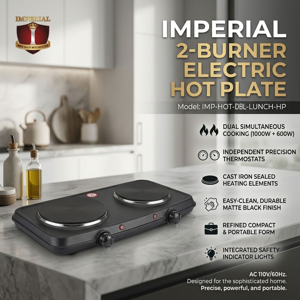 IMPERIAL HOT PLATE - DINNER -- DOUBLE BURNER -- SMOOTH TOP & NON SPILL (3)