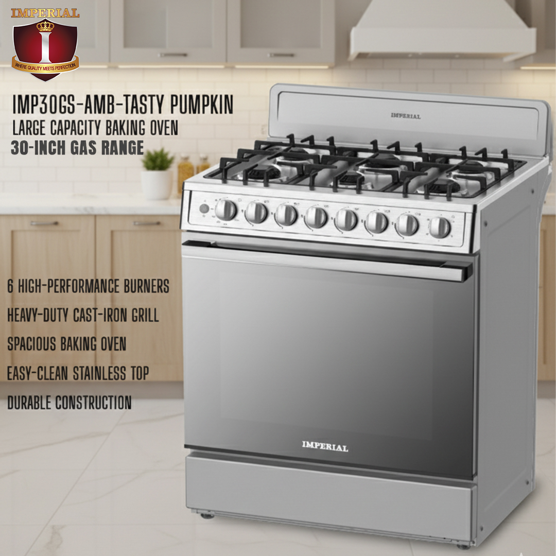 IMPERIAL TASTY PUMPKIN STOVE -- 6 BUR 30" -- LUXUARY HEAVY DUTY