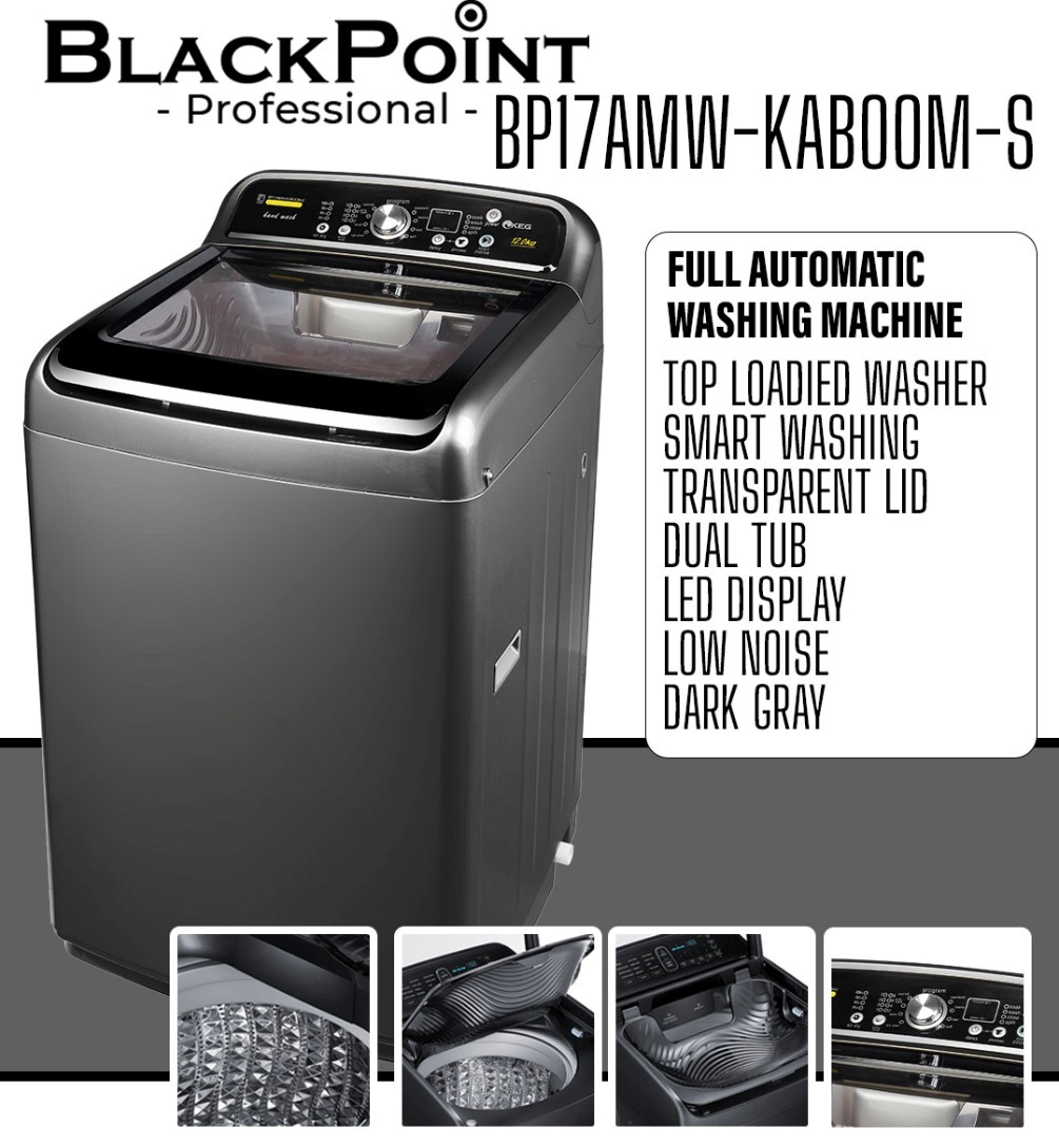 BLACKPOINT WASHER AUTOMATIC -- KABOOM DUAL TUB -- 17 KG--STEEL