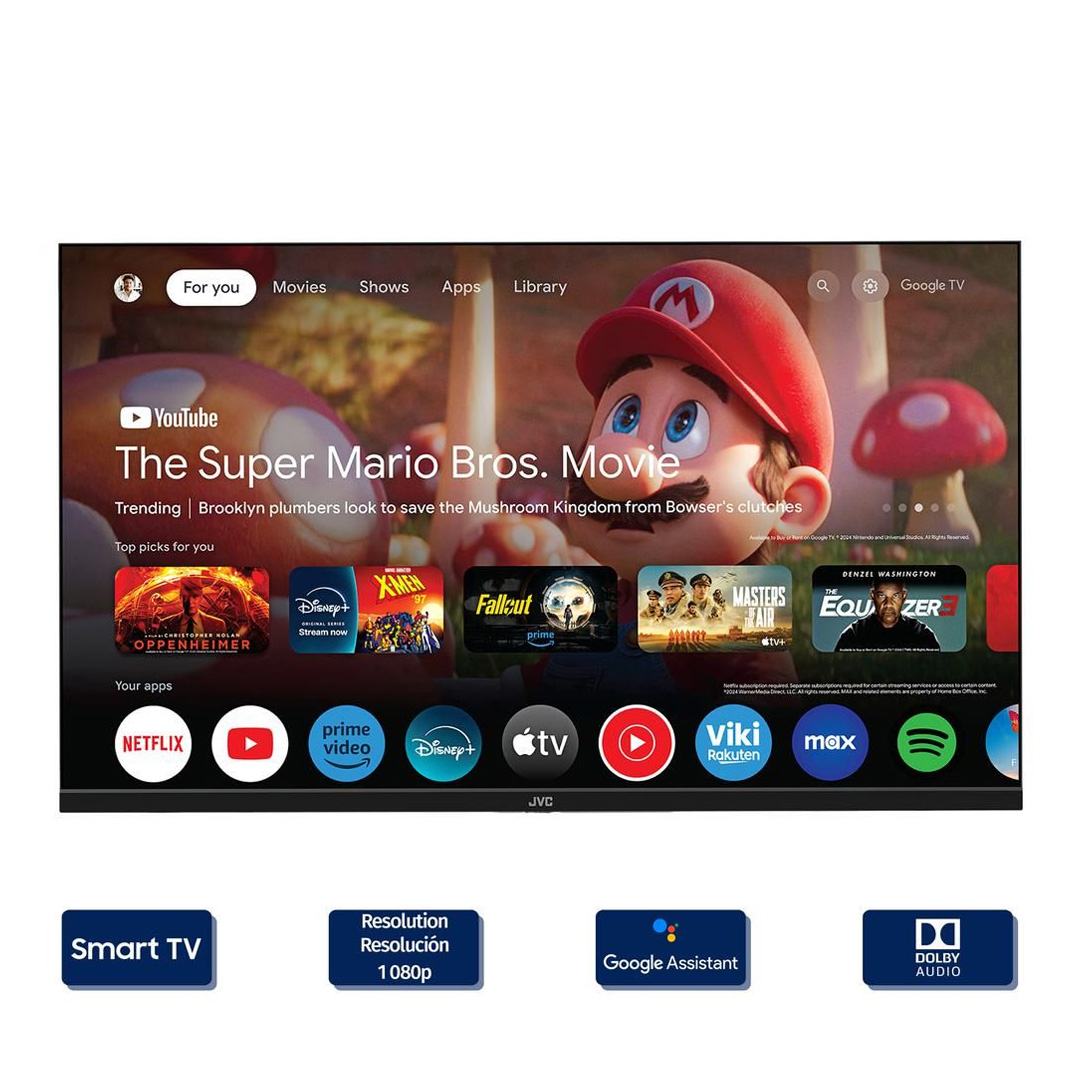 JVC 43" google tv -- BILLUTOOTH & VOICE ACTIVATED & NETFLIX