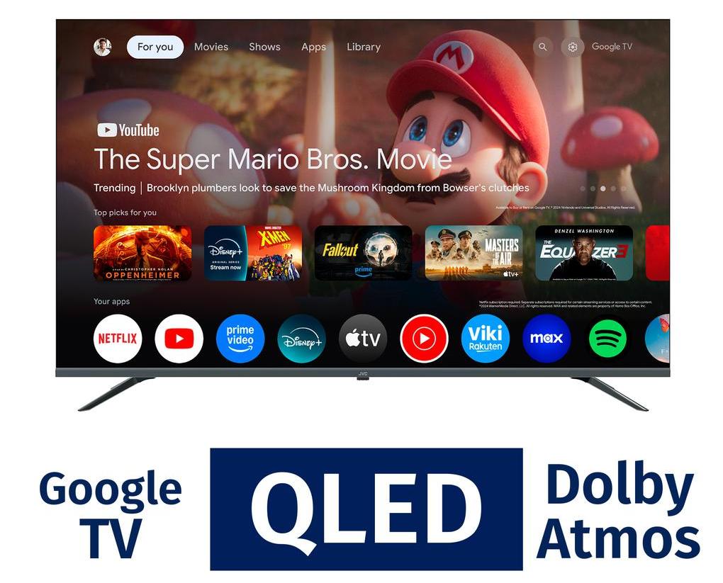 JVC 58" -QLED TV - METALLIC BODY--PREMIUM HIGH MODEL google tv -- BILLUTOOTH & VOICE ACTIVATED & NETFLIX