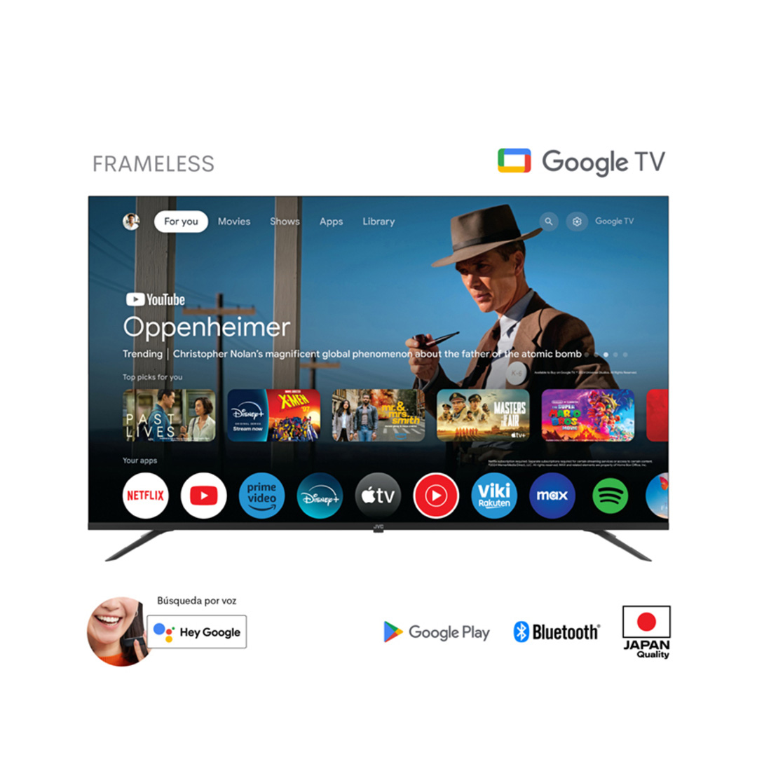 JVC 65" -- QLED TV -- METALLIC BODY--PREMIUM HIGH MODEL google tv -- BILLUTOOTH & VOICE ACTIVATED & NETFLIX