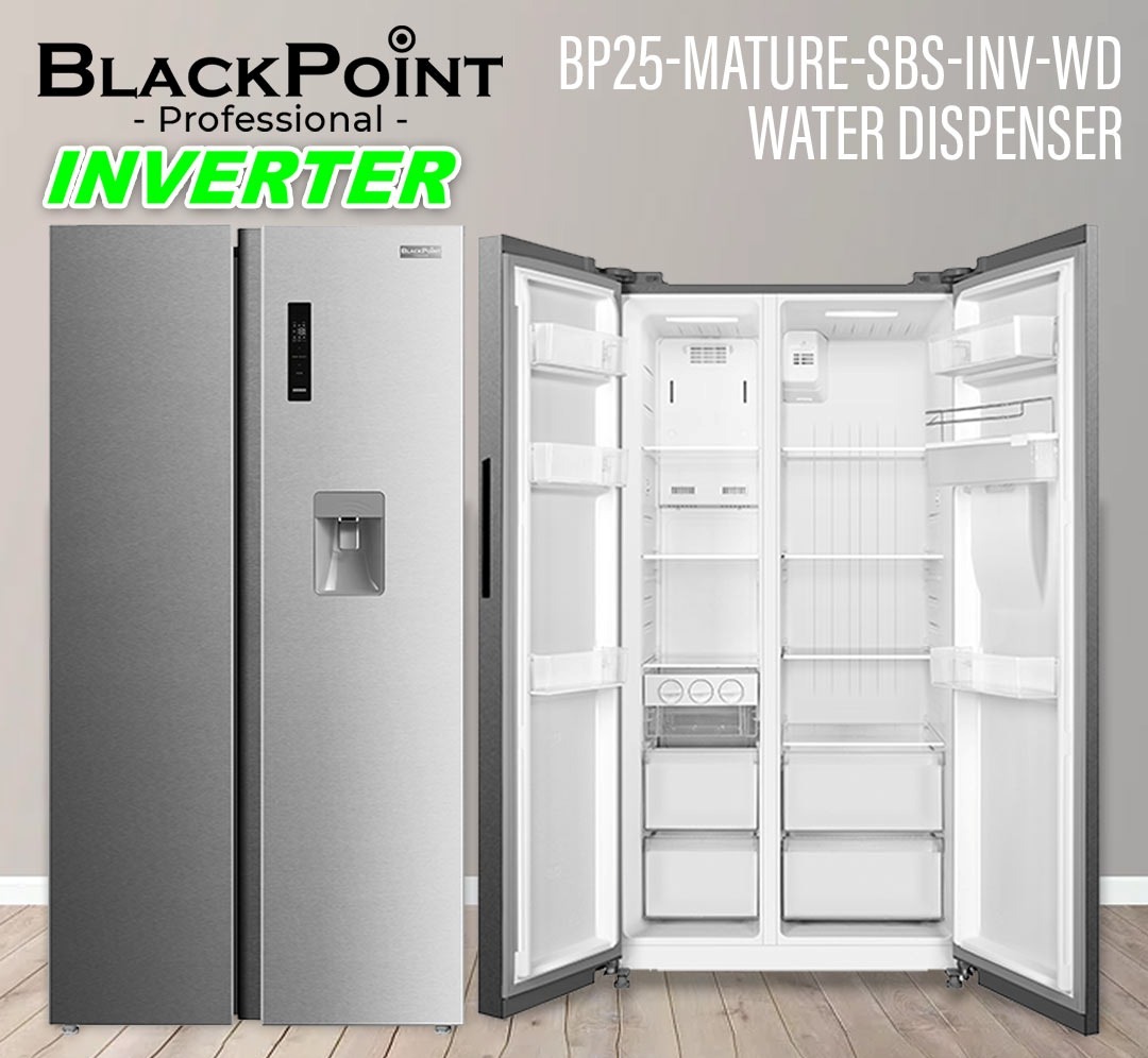 BLACKPOINT FRIDGE -- MATURE SIDE BY SIDE STEEL -- INVERTER -- WATER DISP -- WOW audi