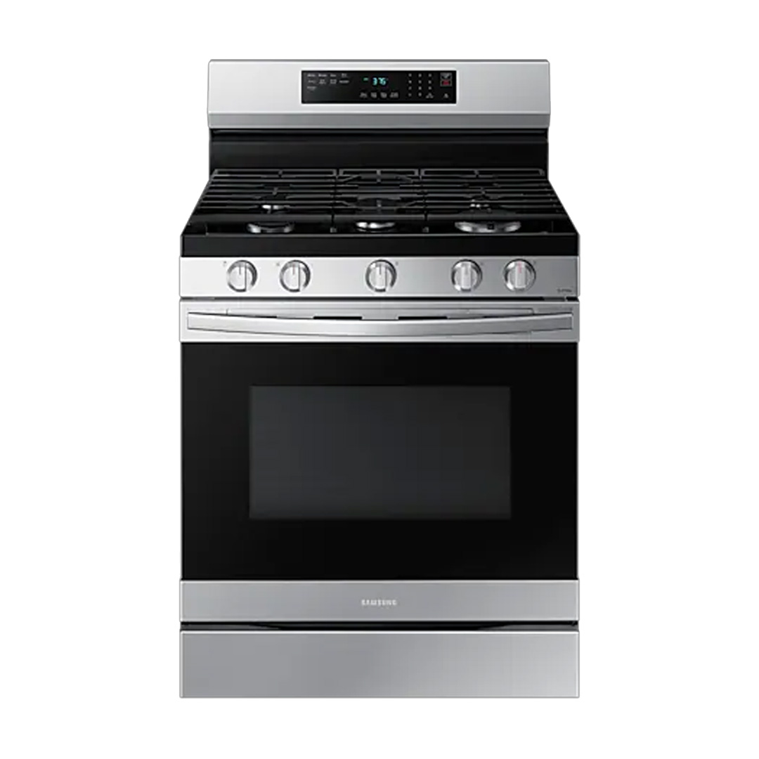 SAMSUNG 30" STOVE GAS -- 5 BURNER -- STEEL -- AIRFRY - WIFI