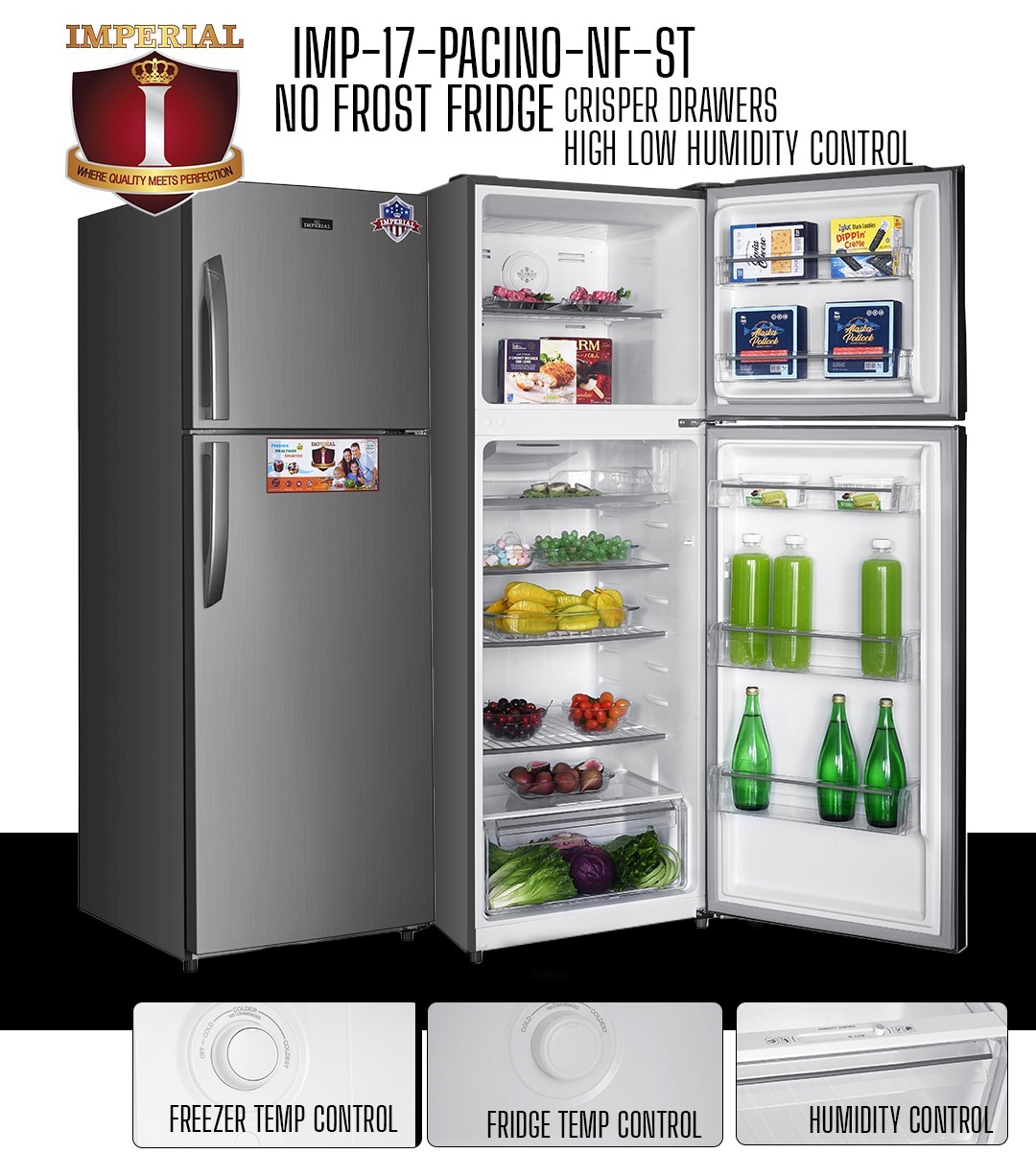 IMPERIAL FRIDGE -- TALL -- NO FROST -- PACINO - INOX STEEL