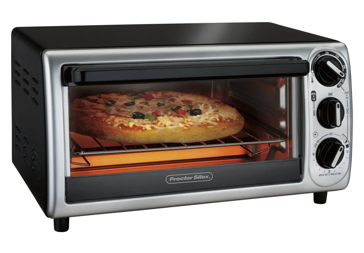 PROCTOR SILEX TOASTER OVEN -- 4 SLICE -- BAKE & BROIL