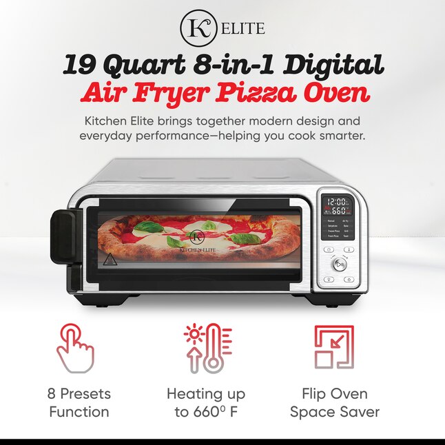 KITCHEN ELITE 19 QTS PIZZA AIRFRYER TOASTER OVEN -- HEALTHY CHOICE ---- ELEGANT -- TURBO AIR FLOW -- NON STICK DISHWASHER SAFE