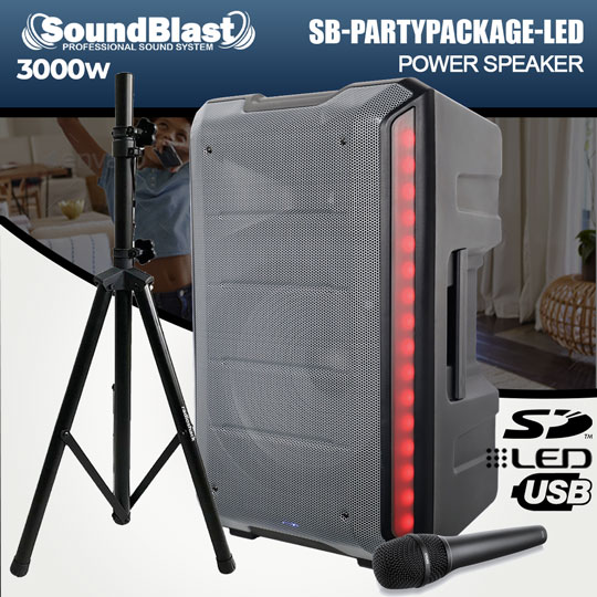 SOUND BLAST SPEAKER -- FREE MIC & STAND -- 3000 WATTS -- READY TO PARTY