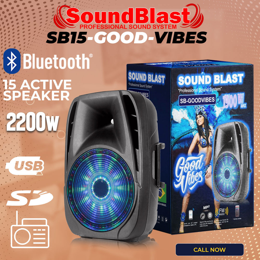 SOUND BLAST SPEAKERS - GOOD VIBES -- 2200 WATTS -- FREE MIC