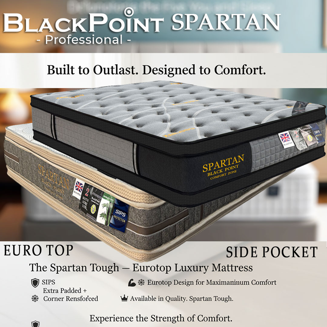 BLACKPOINT - QUEEN - SPARTAN - SIPS -- EXTRA PADDED + CORNER REENFORCED TOUGH -- eurotop