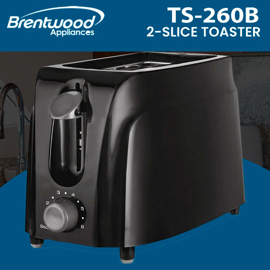 BRENTWOOD 2-SLICE TOASTER -- BLACK
