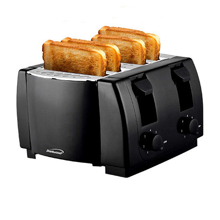 BRENTWOOD 4 SLICE TOASTER -- GOOD QUALITY -- STAINLESS (4)