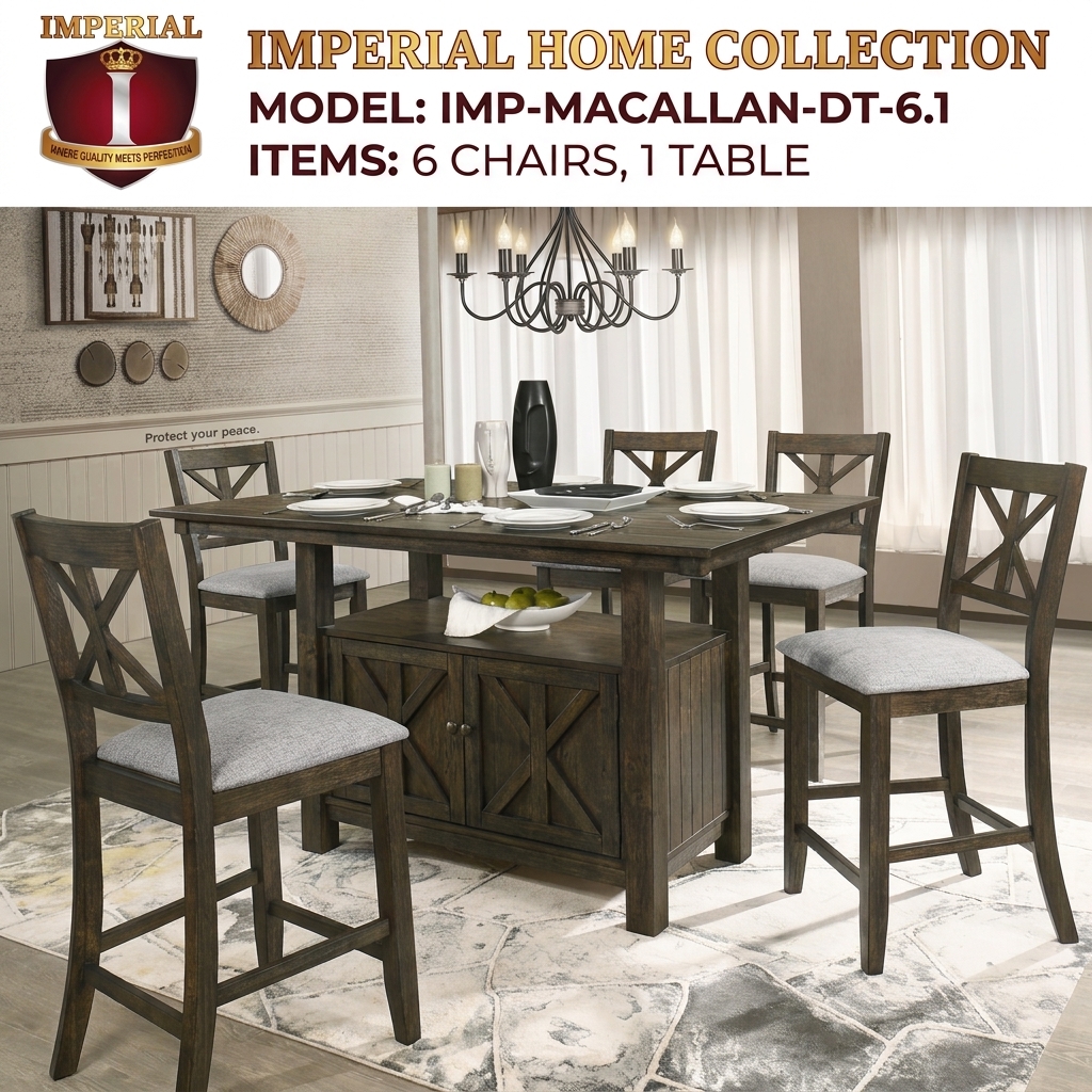 IMPERIAL MACALLAN -- RECTANGLE DINING TABLE WITH 6 CHAIRS -- ZABARDAST